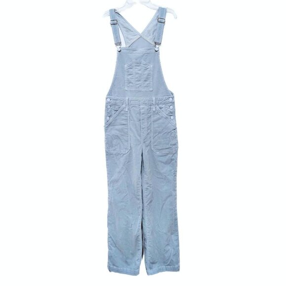 MOTHER Patch Rambler Stone Blue Corduroy Overalls - Picture 4 of 14